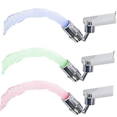 3-Color 720 Big Angle Swivel Temperature Sensitive Gradient LED Water Faucet 
