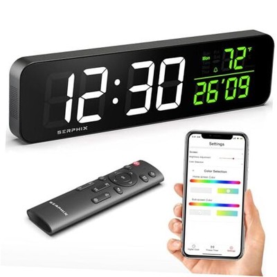 15.2'' Digital Wall Clock Gym Timer with App & Remote Control, Customize LED 