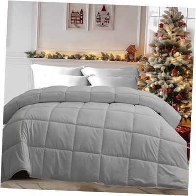  Feather and Down Comforter Size, Lightweight Duvet Insert, Ultra King Grey