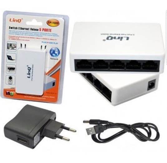 Switch di rete 5 Porte Hub Rete Ethernet Lan10/100Mbps linq Tp-1005