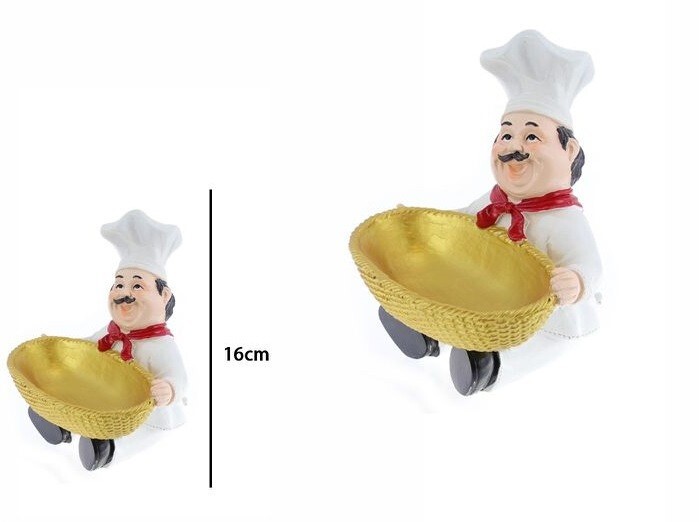 Vassoio Con Statuina Cuoco Resina dfh