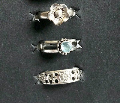 NEW No Boundaries Adjustable Toe Rings 5 Piece Set Flower Blue Silver Jewelry