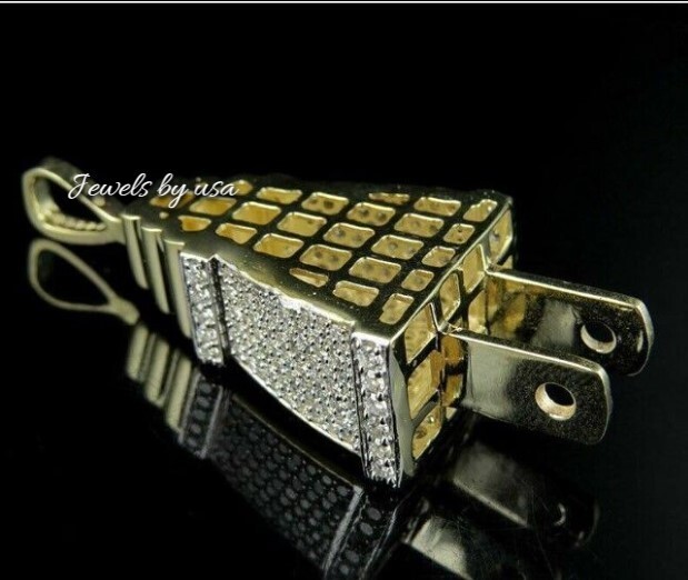 Pre-owned Nsg Real Iced D/vvs Moissanite Men's 3d Plug Socket Charm Rapper Pendant-free Gift In White