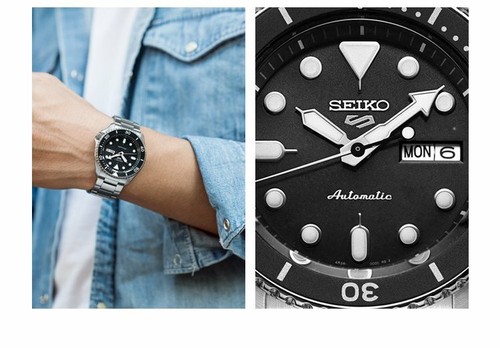 Pre-owned Seiko 5 Sports Automatic Black Dial Analogue Men's Watch Srpd55k1 / Sbsa005us