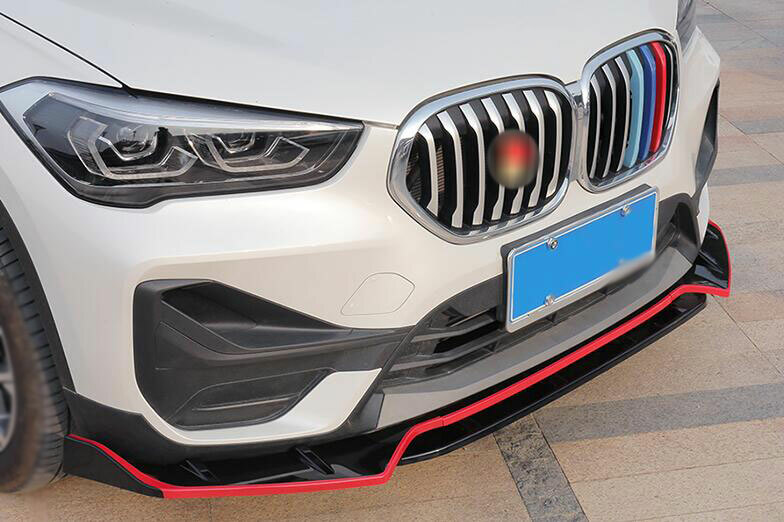 パーツ  X1 F48 For BMW X1 F48 2016-2022 Sport ABS Black Red Front Bumper Lip