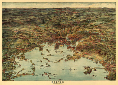 Panoramic View of Boston Environs MA 16x20