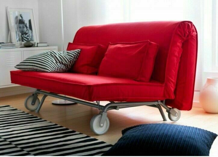 Sofa Bed With Red Cover 2 Cushions Cost 429 Terrific Ikea