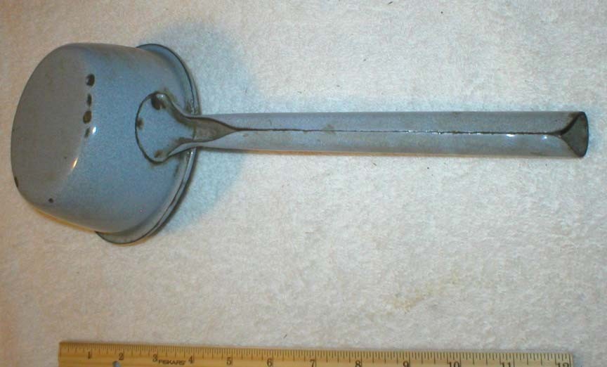 Vintage Gray Graniteware Scoop Ladle Porcelain