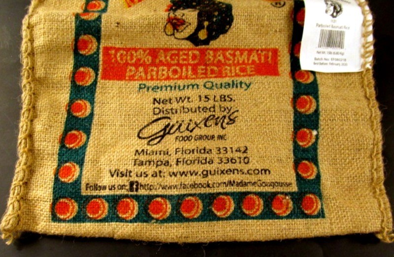 Madame Gougousse Aged Basmati Parboiled Rice 15lb Burlap TOTE BAG Zippered top