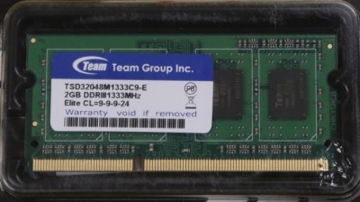 Team Group Elite DDR3-1333 Computer Memory DDR3 SDRAM 2GB 204-PIN CL9 APPLE HP