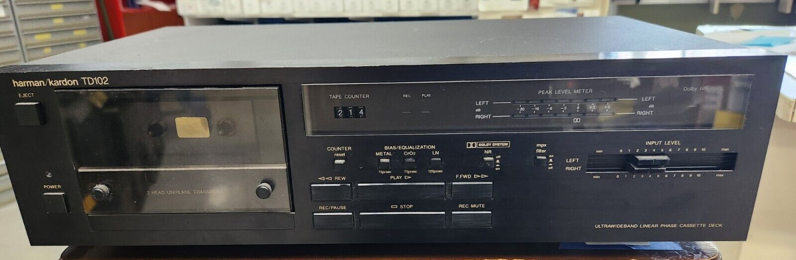 Harman/Kardon TD102 Stereo Cassette Deck Black , Works Great