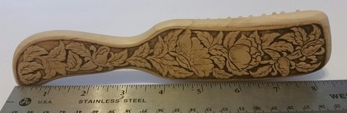 Wooden Hair Brush Wood bristles Russian Birch Bark Rose Flower Comb No static