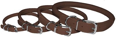 Genuine Leather Collar Rolled Round Soft Padded Dogline 12 Colors Made in Europe