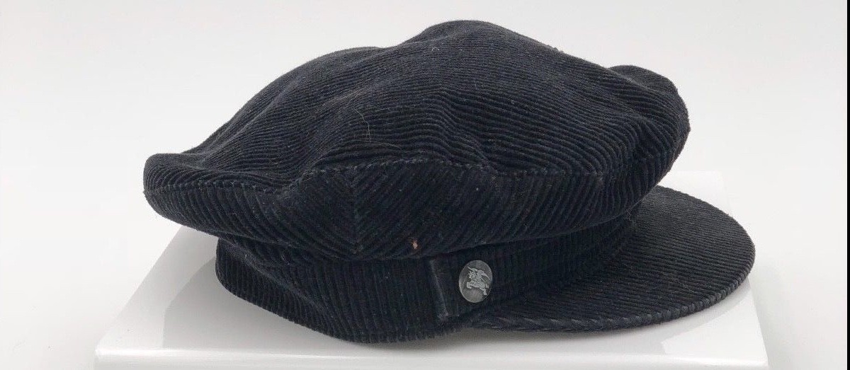 Burberry Corduroy Ivy Newsboy Hat, Vintage, Black, Size Medium