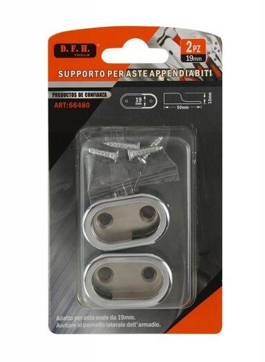Confezione 2 Staffe Supporti Per Bastone Appendiabiti Armadio Con Viti 19mm dfh
