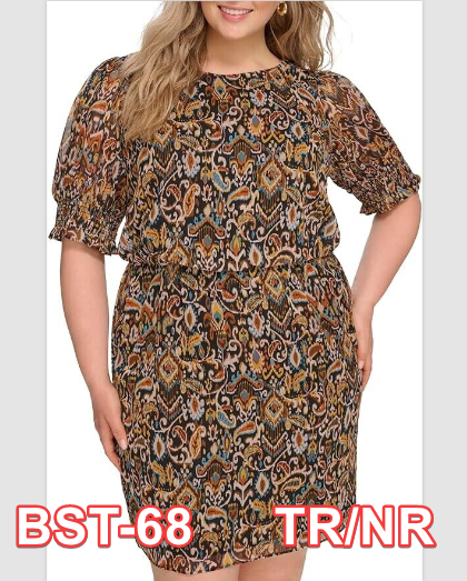 Jessica Howard Women's Plus Elbow Sleeve Boat Neck Dress, Black Multi, 18W