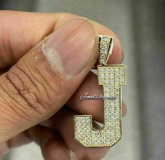 Pre-owned Nsg Real Iced D/vvs Moissanite Customize Any Initial Letter Charm Pendant 925 Silver In White