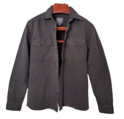 American Eagle Black Cotton Canvas Long-Sleeve Button-Down Utility Shirt -Size M