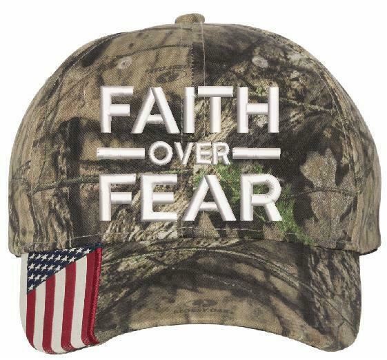 Faith Over Fear Hat Embroidered CWF305 Mossy/Edge Adjustable Hat Faith Fear