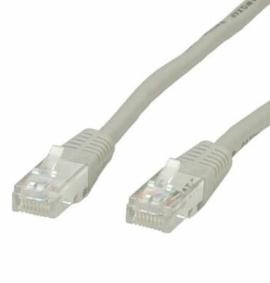 20m Grey Cat5e UTP Patch Cord - RJ45 Network Lead With Moulded Boot