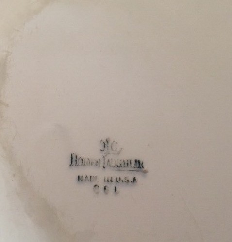 Vintage HTF Homer Laughlin Rose Floral Oval Serving Platter Gold 13”