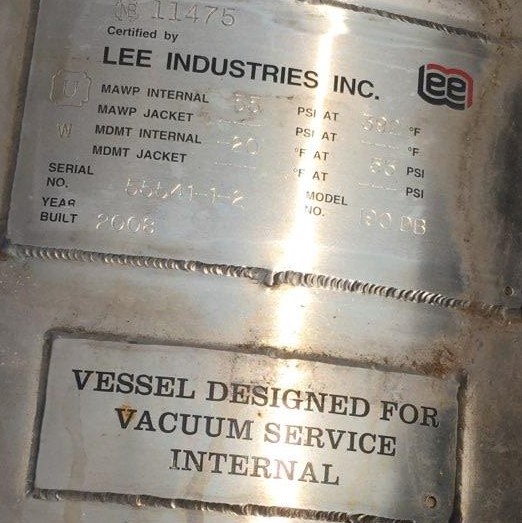 VACUUM KETTLE 190 GALLON JACKETED Stainless Steel Lee Tank 2008 Dome Bottom