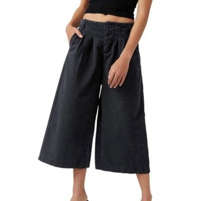 Free People $128 Hard Rain Gaucho Pants - Navy NEW