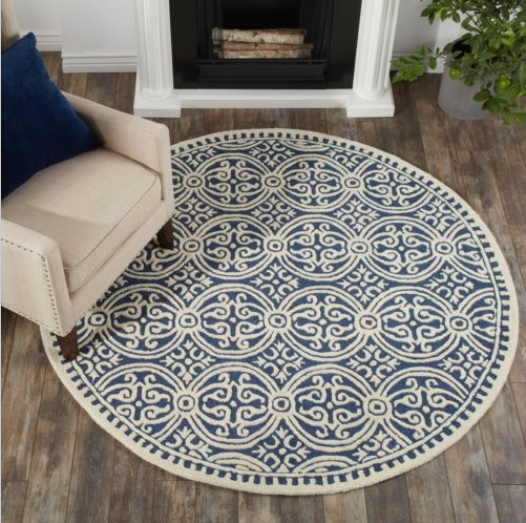 Safavieh Hand Made Runner White Ivory Navy Blue Wool Area Rug 2' 6" X 6' Carpet