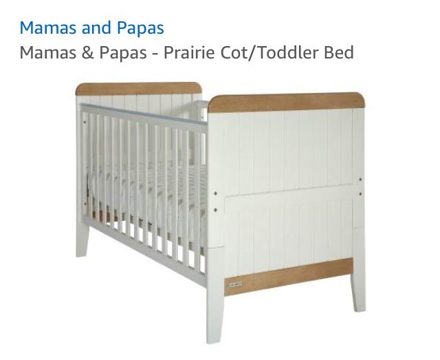 Mamas & Papas cotbed white with wooden trim mattresses included good