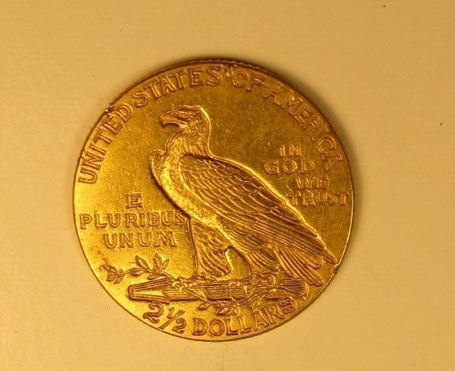 1914 $2.50 Indian Quarter Eagle Gold Coin, AU