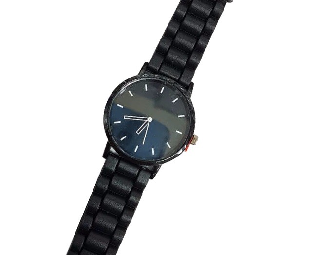 Orologio Da Polso Uomo Donna Giovani Analogico Quarzo Cinturino Gomma Nero lac