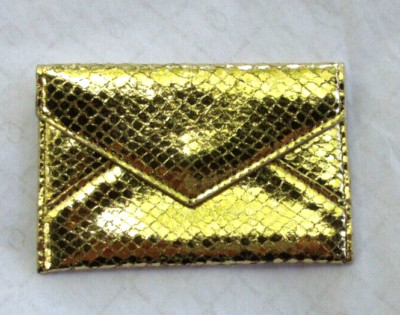 Graphic Image Mini  Envelope 3x4 Leather Card Holder Gold Snake