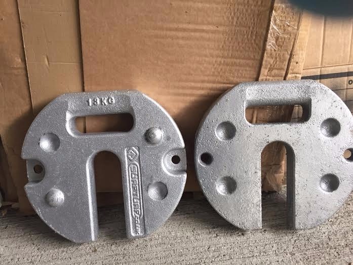Set of 2 Cast iron gazebo leg weights 13kg. Canopy weights in