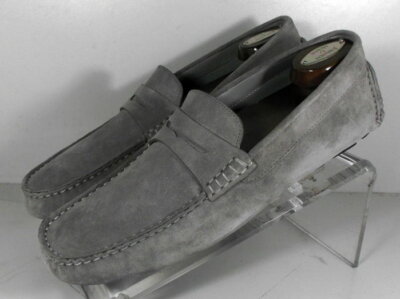 243167 SPi60 DAYTON MEN'S ITALIAN SHOES 9 M GRAY SUEDE DRIVERS JOHNSTON MURPHY