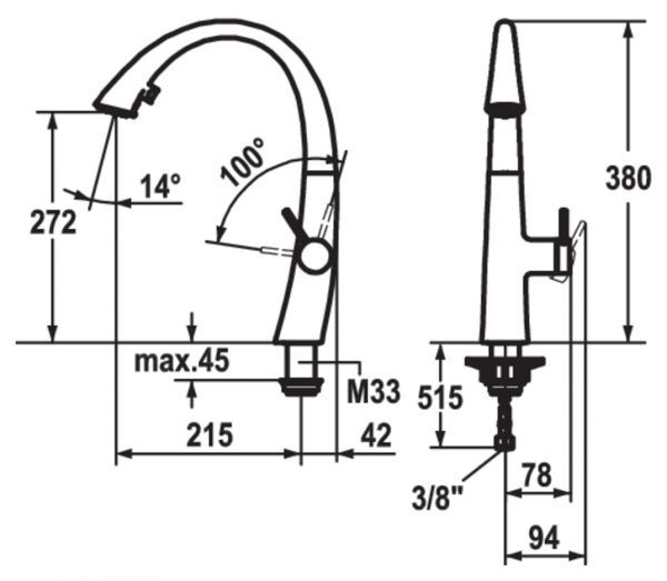 Zoe 2, Mixer Tap, Chrome, High Pressure