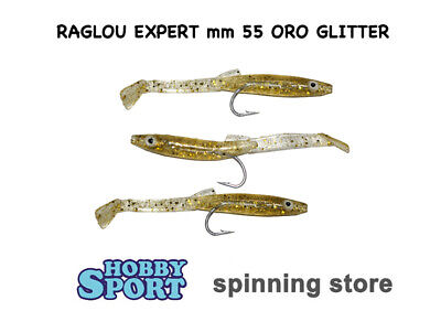RAGLOU EXPERT 55 MM COLORE GOLD  GLITTER   CONF 3 PZ PESCA MARE