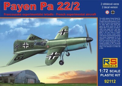 Payen Pa 22/2, French experimental fighter (1/72 model kit, RS 92112)