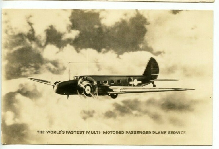World's Fastest Multi-Motored Passenger Plane Vintage B&W RPPC 1933 World's