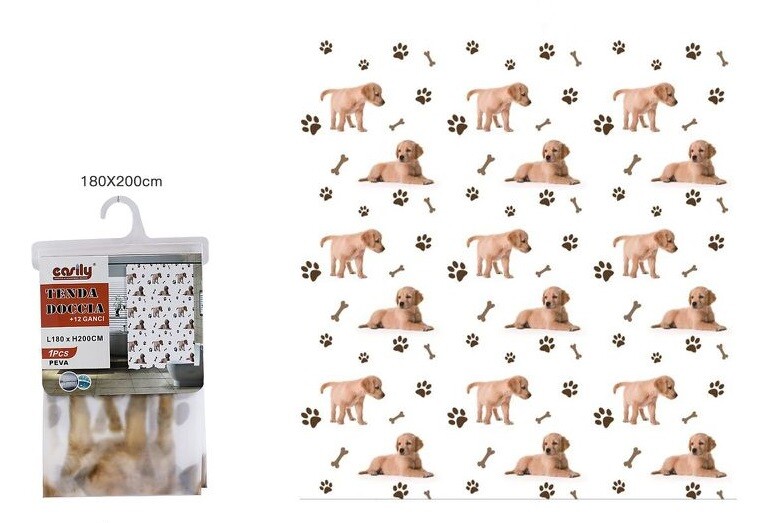 Tenda Doccia AntiMuffa Impermeabile 180x200cm Con Anelli Bagno Cagnolini dfh