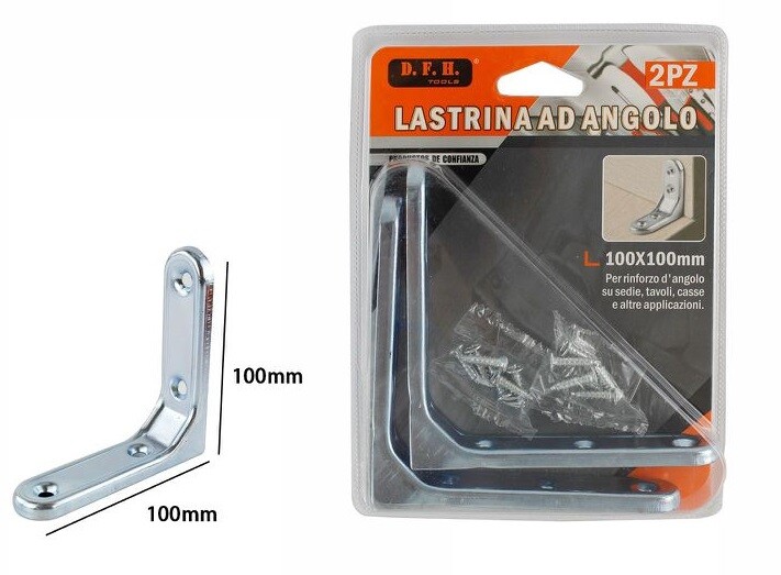 Set 2 Pezzi Lastrina Ad Angolo 100x100mm Sostegno Staffa Angolare dfh