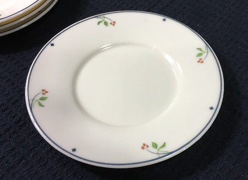 4 Gorham Ariana Town And Country Saucers Blue Band Amber Flowers 5 5/8