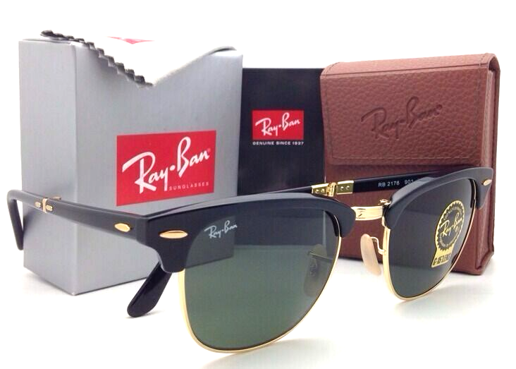 小物 Ray-Ban RB2176 CLUBMASTER FOLDING Sunglasses in CLUBMASTER FOLDING and Zielono-złote Brązowy
