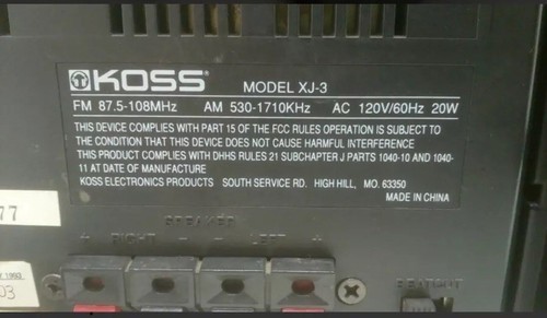 KOSS- High Quality Stereo Cassette/CD Recorder and Player