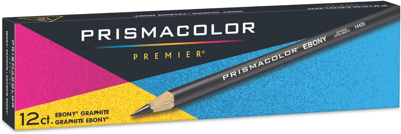 Ebony Graphite Drawing Pencils, Black, Adult Coloring, Box of 12