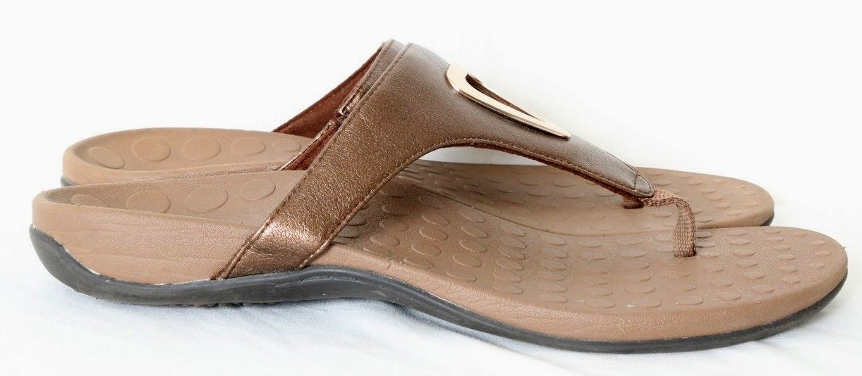 Orthoheel Yara Bronze Cutout Slip-On Comfort Thong Sandal Flat Women's US 10