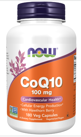 Now Foods CoQ10, 100 мг, ягоды боярышника, 180 растительных капсул