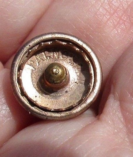 ANTIQUE BLUE & WHITE ENAMEL PTA CLASP BACK PIN BADGE DATED 1911 FH NOBLE & CO