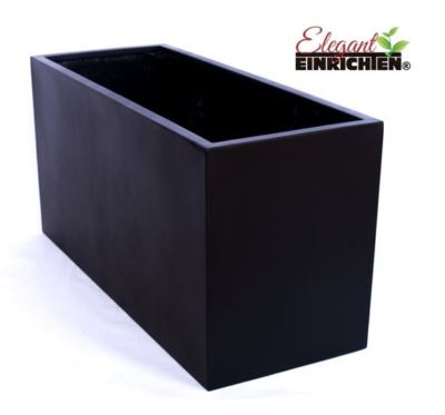 Pflanztrog Blumentrog Pflanzkübel Fiberglas 80x30x40cm elegant schwarz-matt