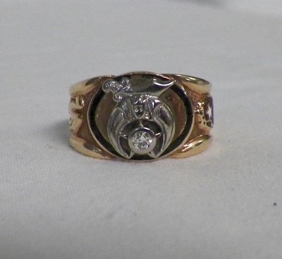 10K Gold & Diamond Shriner/Masonic Ring Mason 10.09 grams Size 11