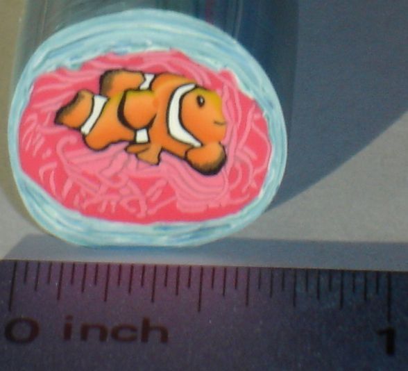 SALE - ALL CANES SHIP FOR $4 - CUTE CLOWNFISH & ANEMONE CANE RAW by SueC #547